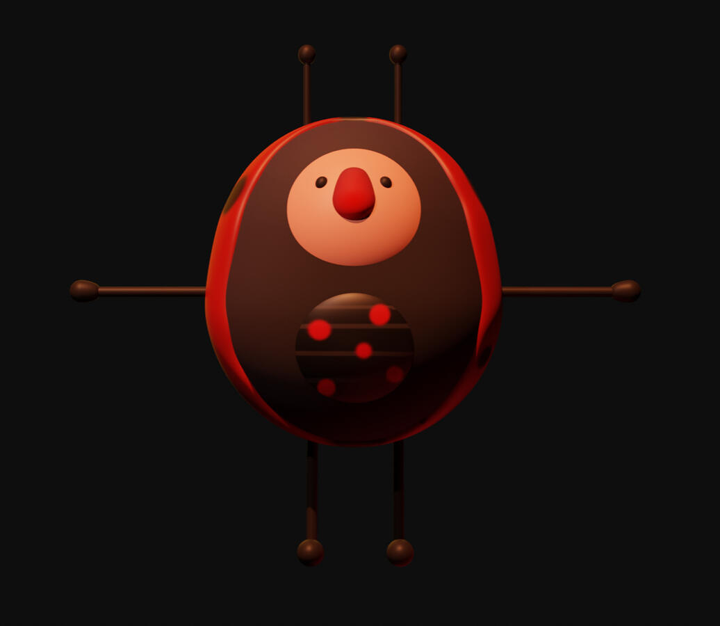 "Bugg", a Blender 3D render of a character designed by Jasper Jimenez